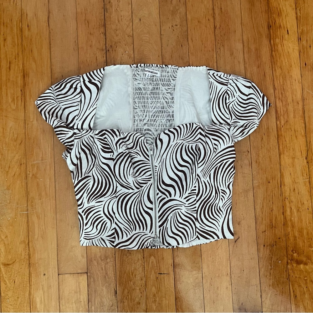 Reformation Marin Linen Zipper Bustier Top Size 0